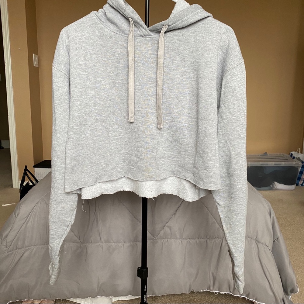 ✨Basic Cropped Grey Hoodie